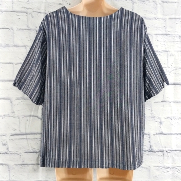 Appleseed's Top Short Sleeve Seersucker Button Down Sz 2X - Picture 3 of 4